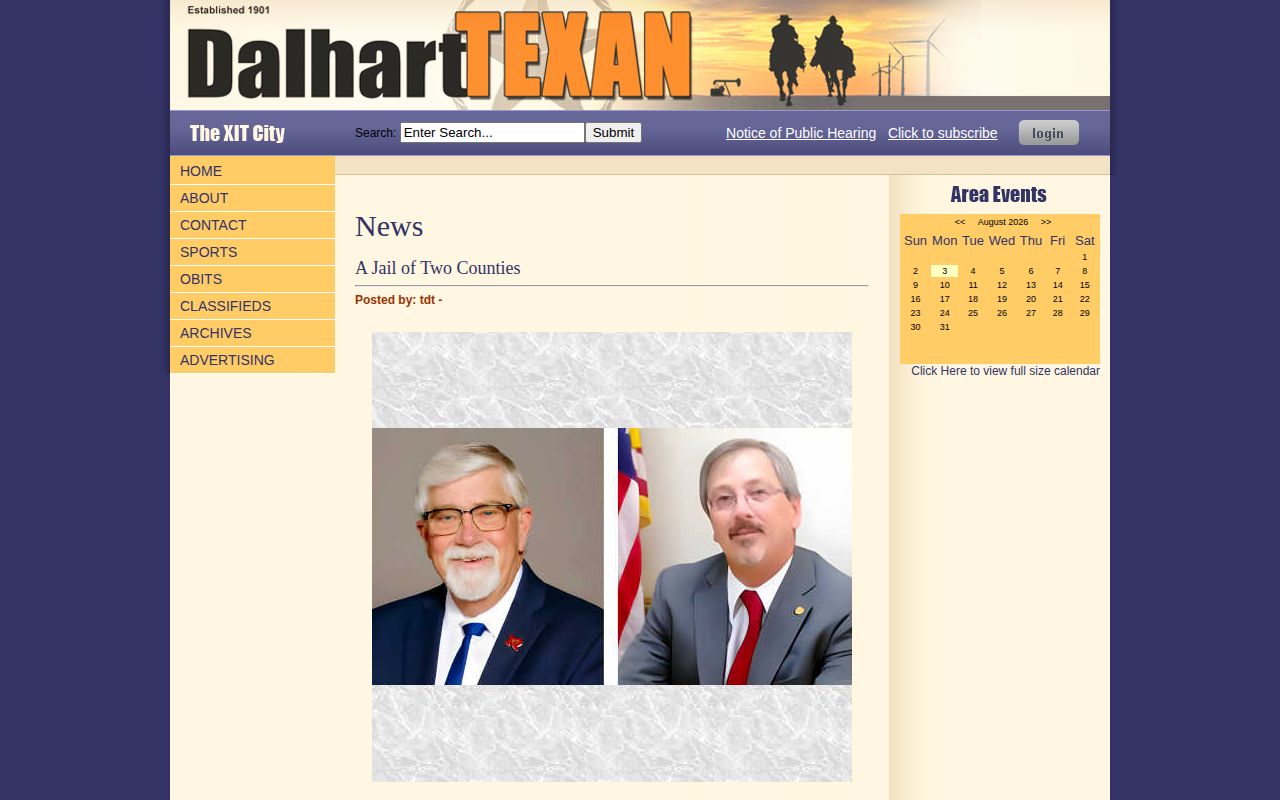 Dallam-Hartley County Jail joint release-record history